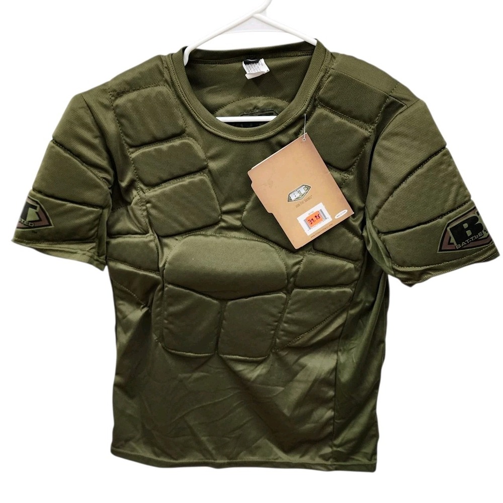 BT Battle Tested Men's Paintball Chest Protector Olive Green Shirt Size S/M NWT